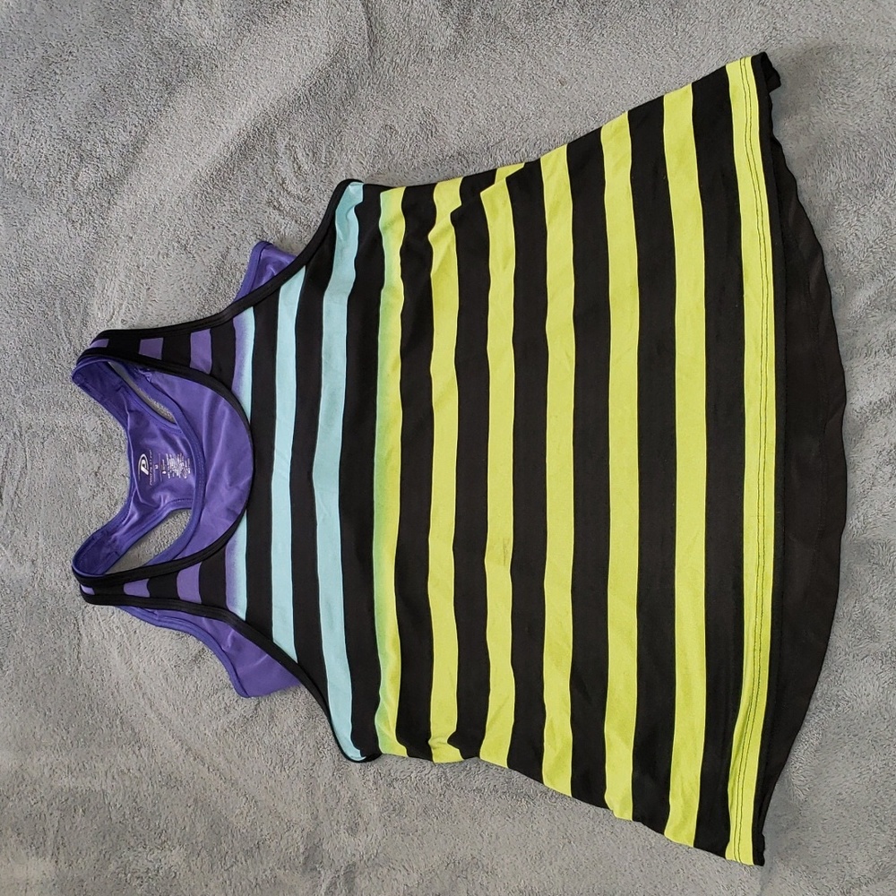 Women's Athletic Tank Top Size Medium rainbow attached sport bra pro player